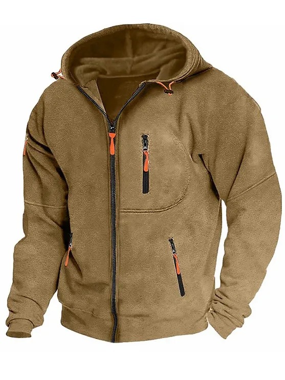 Men's Zip Up Vacation Streetwear Fleece  Hoodie Jacket