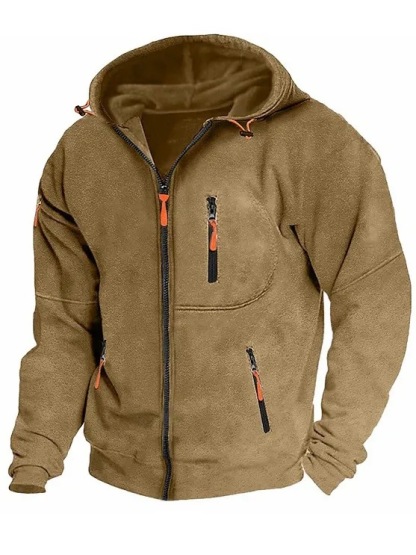 Men's Zip Up Vacation Streetwear Fleece  Hoodie Jacket