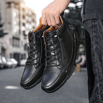 Men's Handmade Premium Leather Slip-On Driving Boots – Wide Toe, Arch Support, Waterproof, Non-Slip & Pressure-Relief Comfort