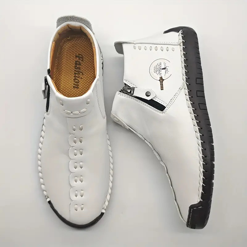 Men's Hand Stitching Leather Side Zippers British Shoes