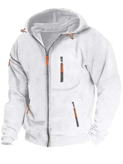 Men's Zip Up Vacation Streetwear Fleece  Hoodie Jacket