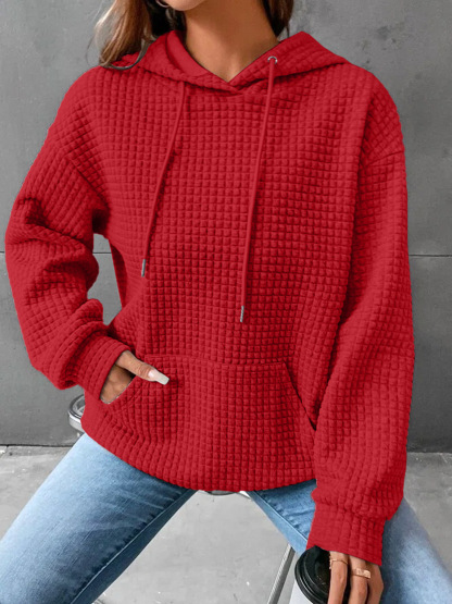 Solid color crew neck long sleeve hoodie