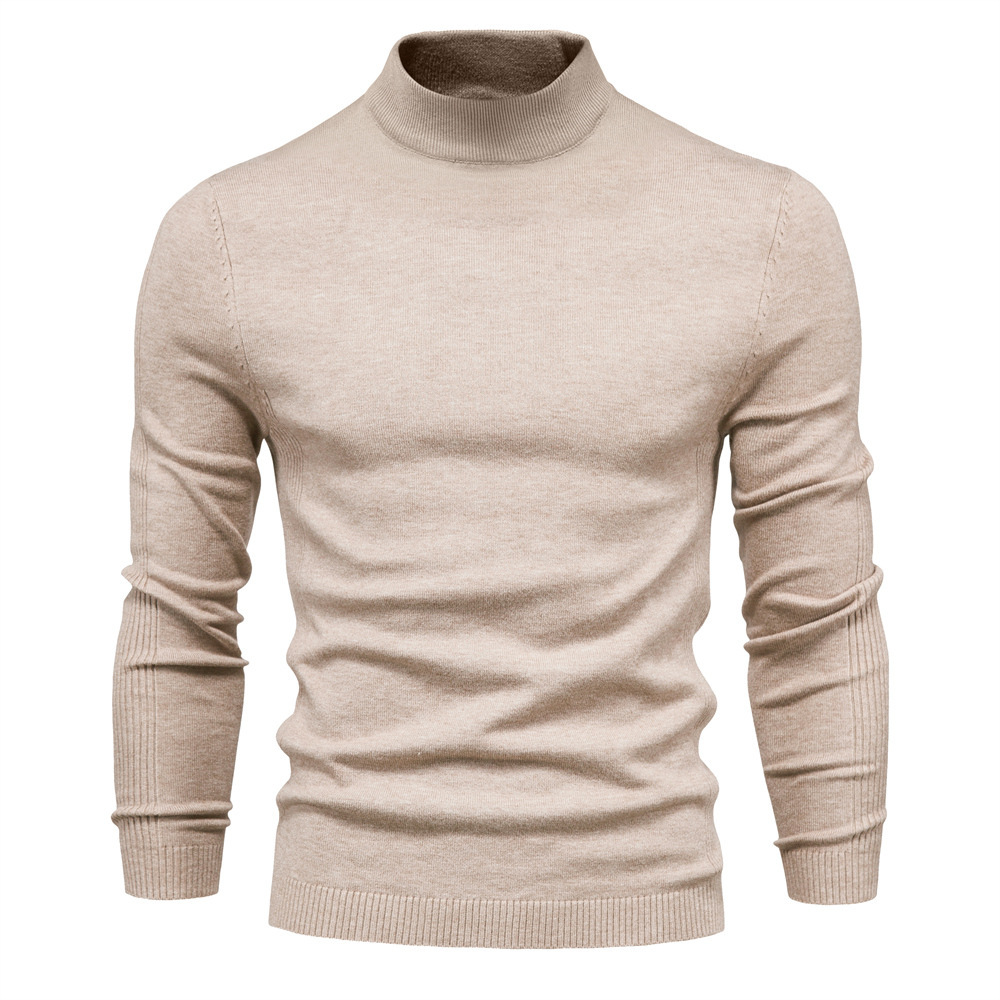 Men's Turtleneck / Mid Collar / Crew Neck Basic Cashmere Base Bottoming Sweater
