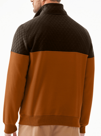 Men's Fashionable Color Block Half Zip Outdoor Casual Sweatshirt