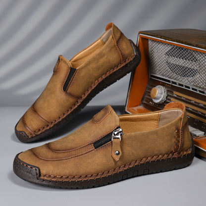 🔥Hot Sale🎉Mens Handmade Side Zipper Casual Comfy Leather Slip On Shoes