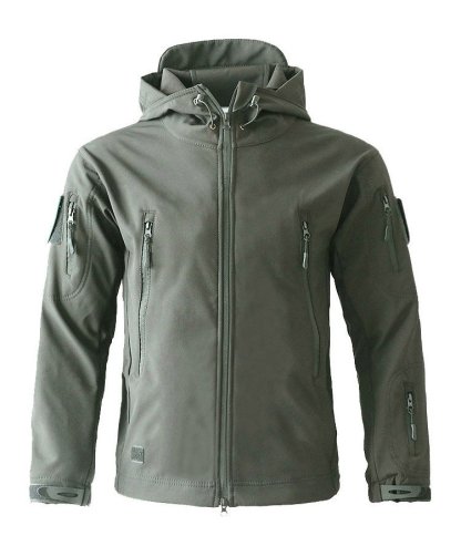 Taktische Fleecejacke für Herren, warme Winterjacke mit Kapuze