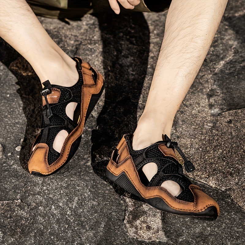 Men's Genuine Leather Non-slip Sandals - Perfect for Outdoor Walking and Hiking