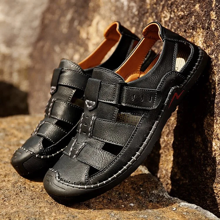 Mens Sport Sandals Closed Toe Outdoor Fisherman Shoes Leather Summer Beach Loafters