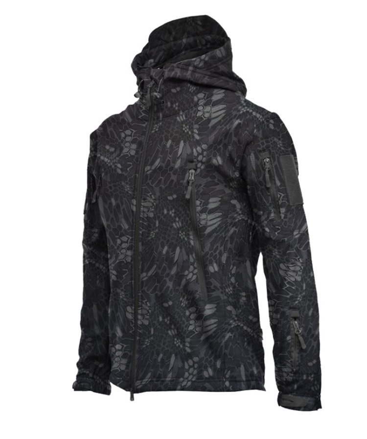 Taktische Fleecejacke für Herren, warme Winterjacke mit Kapuze