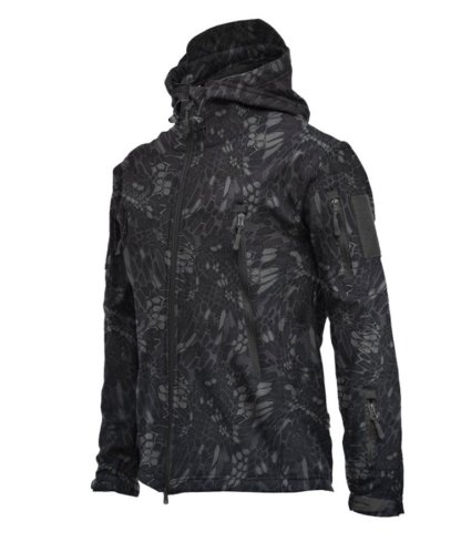 Taktische Fleecejacke für Herren, warme Winterjacke mit Kapuze