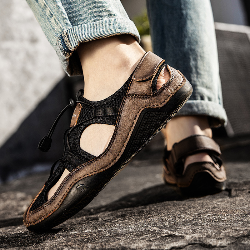 Men's Genuine Leather Non-slip Sandals - Perfect for Outdoor Walking and Hiking