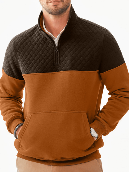 Men's Fashionable Color Block Half Zip Outdoor Casual Sweatshirt