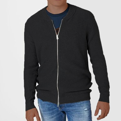 Men's Casual Knit Double Zipper Design Cardigan Sweater