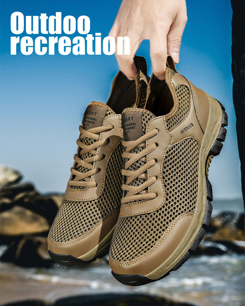 Rutschfeste Outdoor-Bergsteigen-Schuhe aus Leder und Mesh für Herren