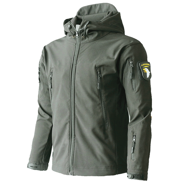 Taktische Fleecejacke für Herren, warme Winterjacke mit Kapuze