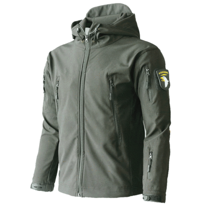 Taktische Fleecejacke für Herren, warme Winterjacke mit Kapuze