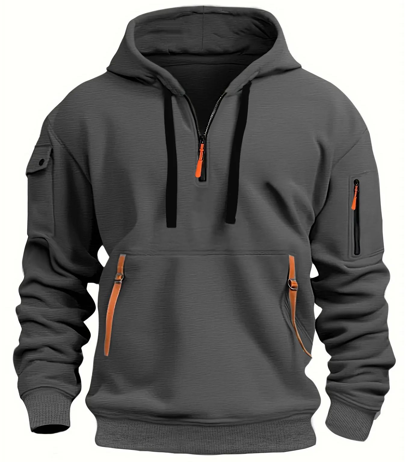 Lässiges Sport-Sweatshirt für Herren mit Reißverschluss und mehreren Taschen