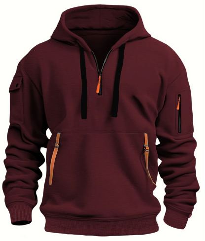 Lässiges Sport-Sweatshirt für Herren mit Reißverschluss und mehreren Taschen