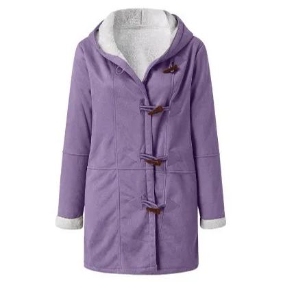 Women's Coat Solid Color Casual Button Cardigan Warm Mid-Length Hooded Pocket (Free Shipping)