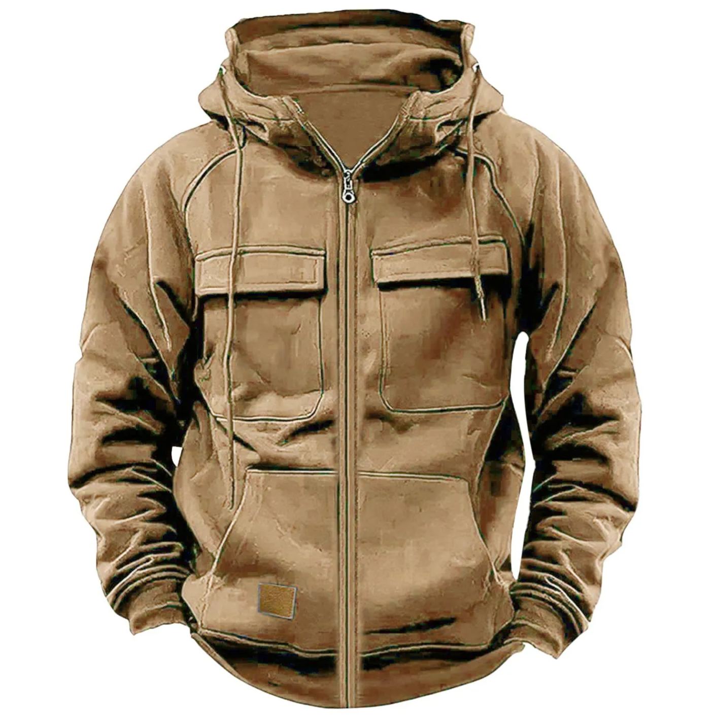 Last Day 70% Off - Men's Loose Fit Zippered Multi-Pocket Hooded Sweatshirt Jacket