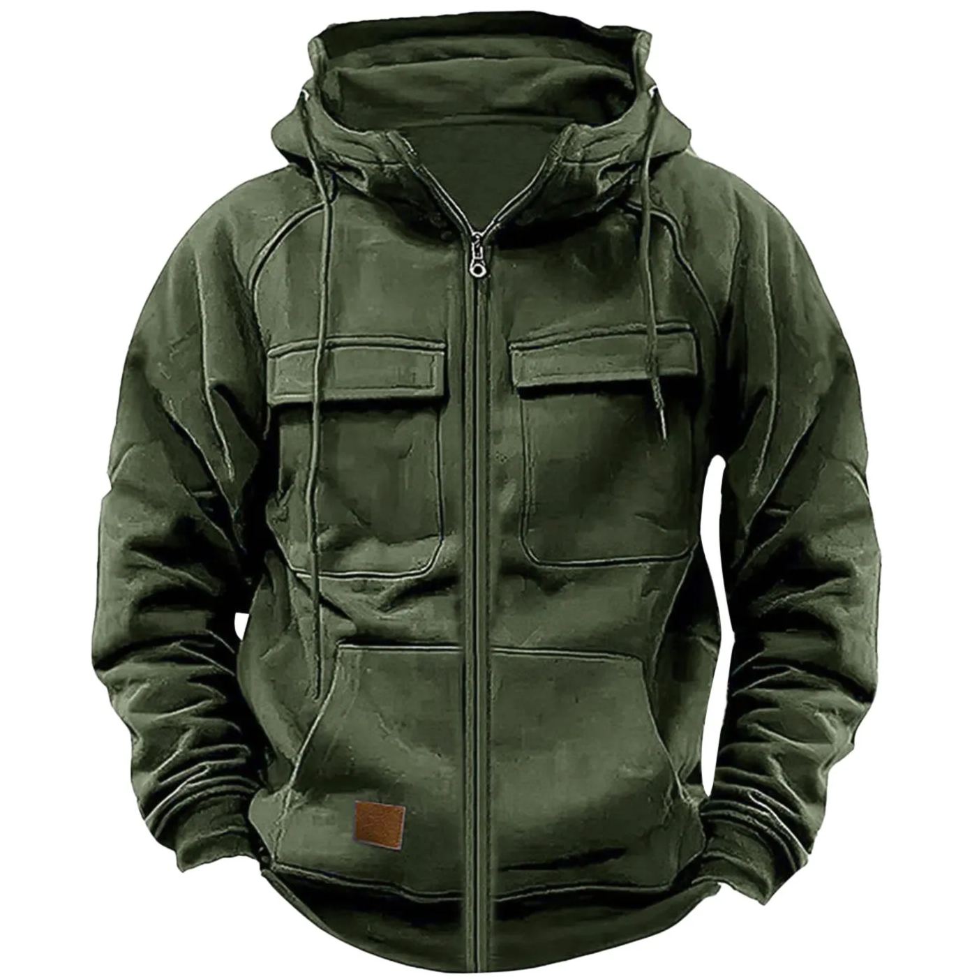 Last Day 70% Off - Men's Loose Fit Zippered Multi-Pocket Hooded Sweatshirt Jacket