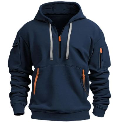 Lässiges Sport-Sweatshirt für Herren mit Reißverschluss und mehreren Taschen