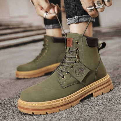 2024 Neue Retro-Stil weiches Leder Kurze Stiefel mit Weichen Sohlen Arbeitskleidung Martin Stiefel