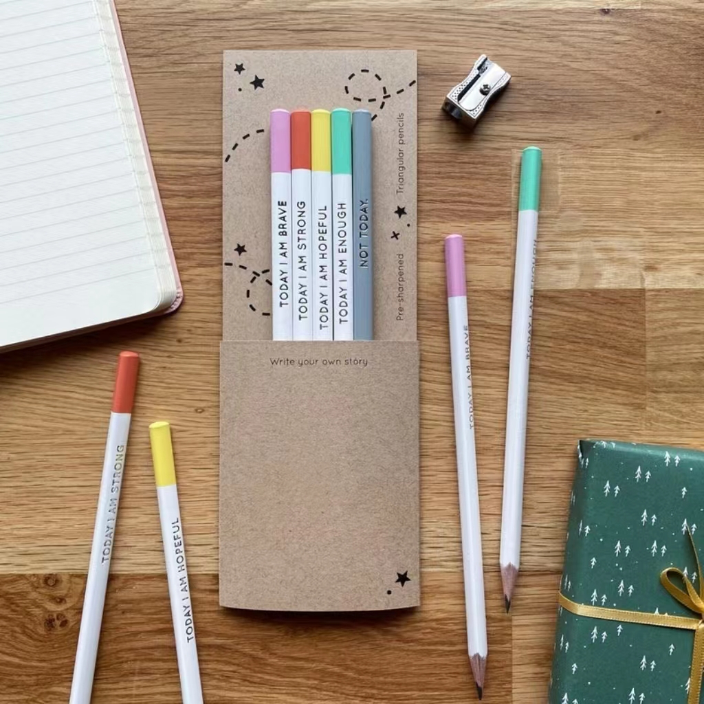 Set Of Five 'Today I Am' Positive Pencils