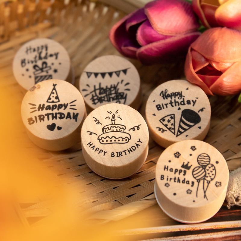 ❤️6pcs Thank You Wood Rubber Stamps