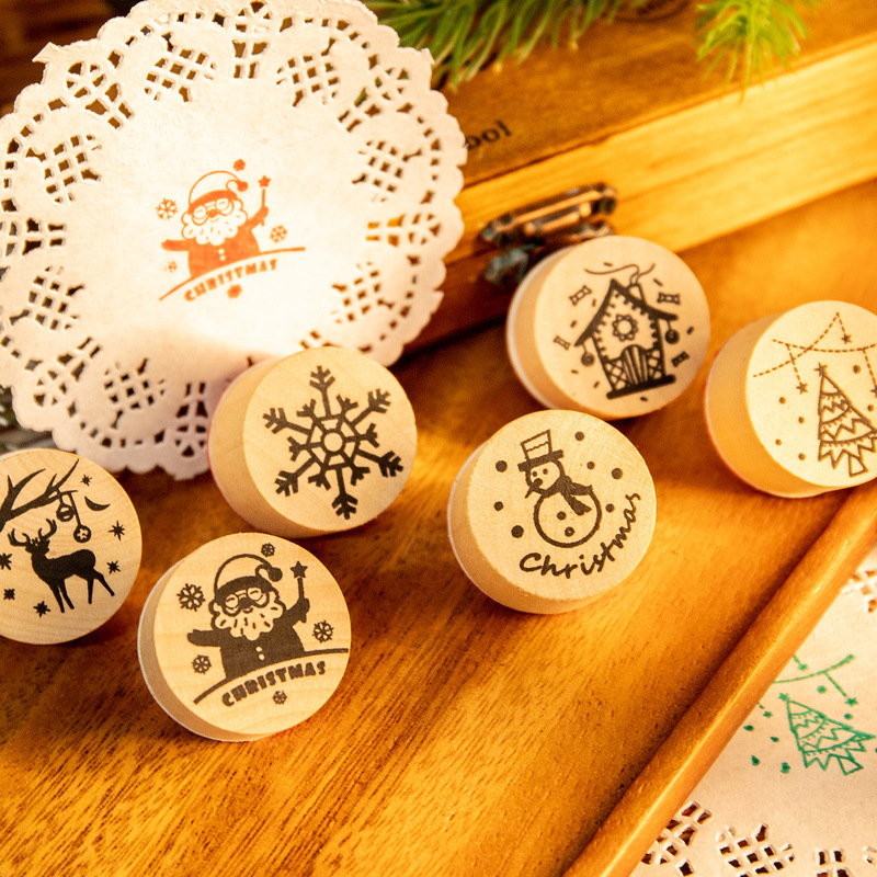 ❤️6pcs Thank You Wood Rubber Stamps
