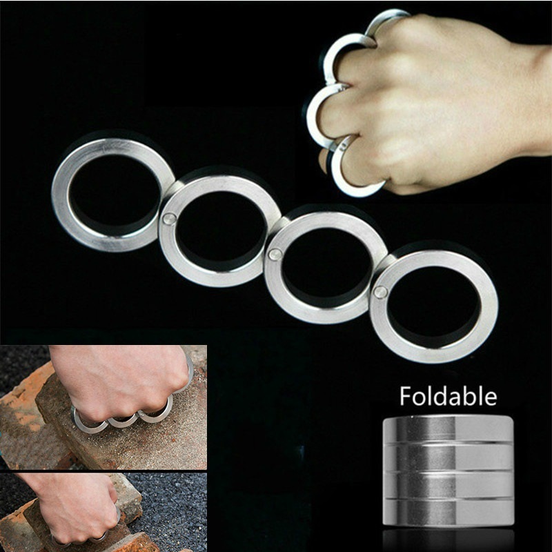 Transformable Full Stainless Steel Self Defense Brass Knuckles Ring