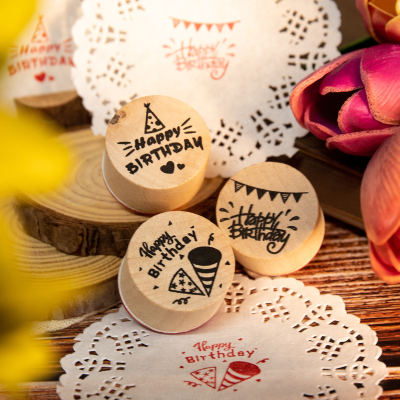 ❤️6pcs Thank You Wood Rubber Stamps