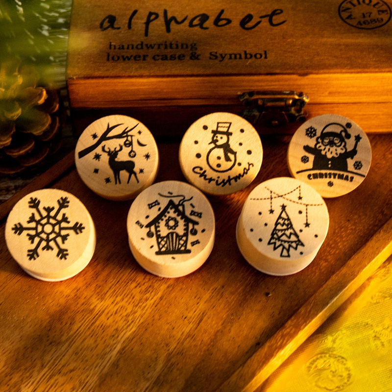 ❤️6pcs Thank You Wood Rubber Stamps