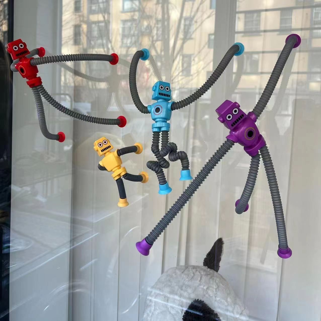 Suction Cup Pop Tube Robot Toys
