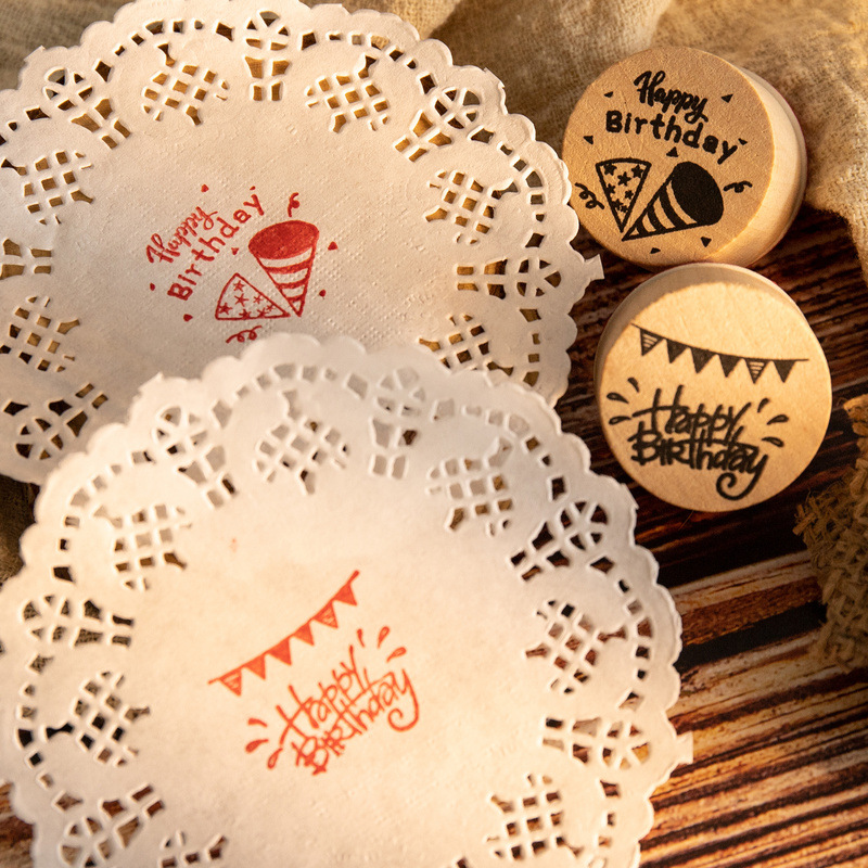 ❤️6pcs Thank You Wood Rubber Stamps