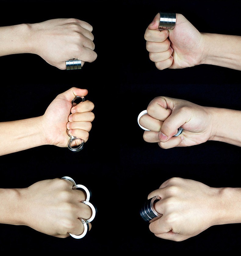 Transformable Full Stainless Steel Self Defense Brass Knuckles Ring