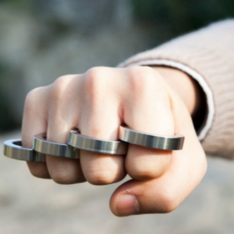 Transformable Full Stainless Steel Self Defense Brass Knuckles Ring