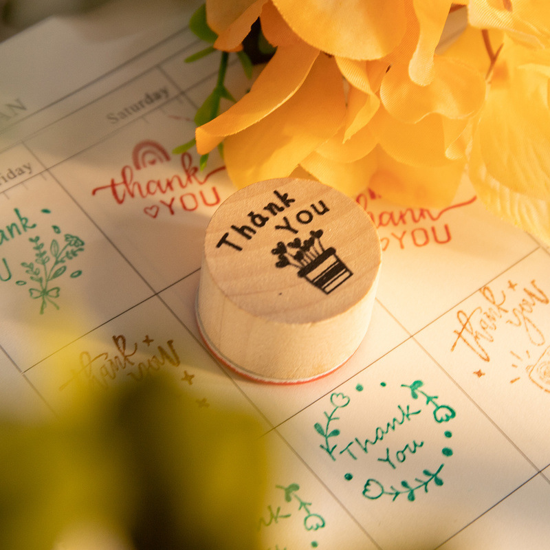 ❤️6pcs Thank You Wood Rubber Stamps