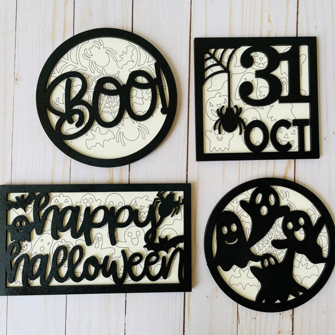 Halloween Spooky Bat Spider Tray Decor