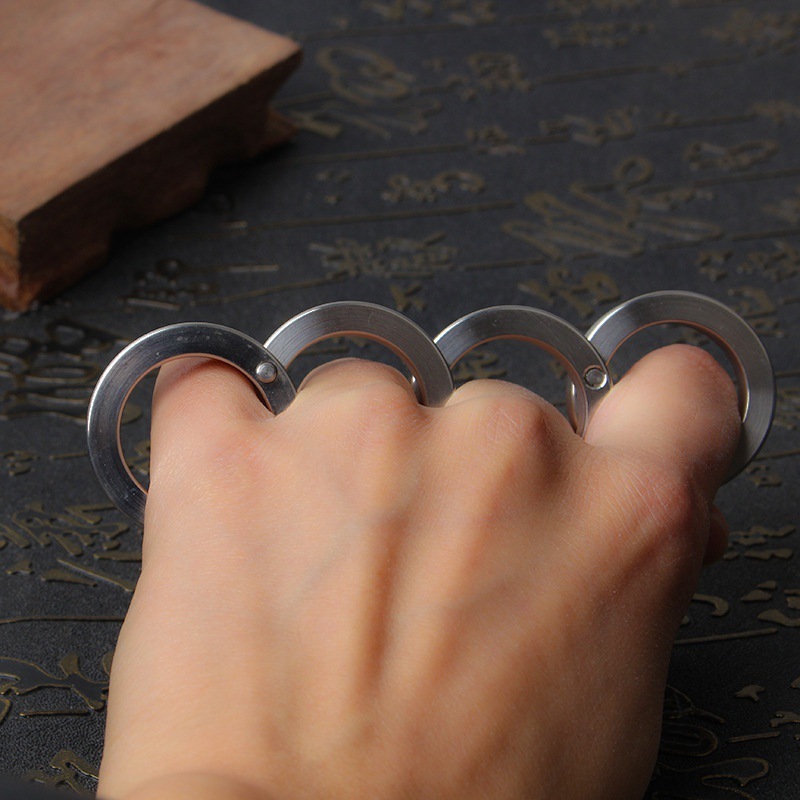 Transformable Full Stainless Steel Self Defense Brass Knuckles Ring
