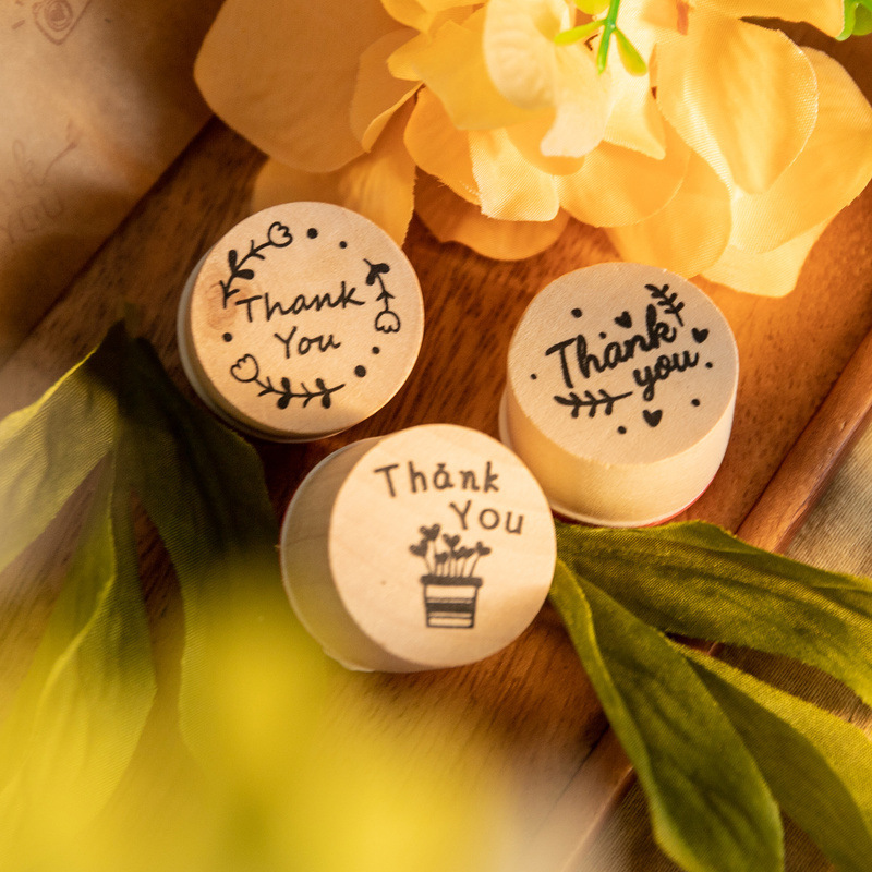 ❤️6pcs Thank You Wood Rubber Stamps