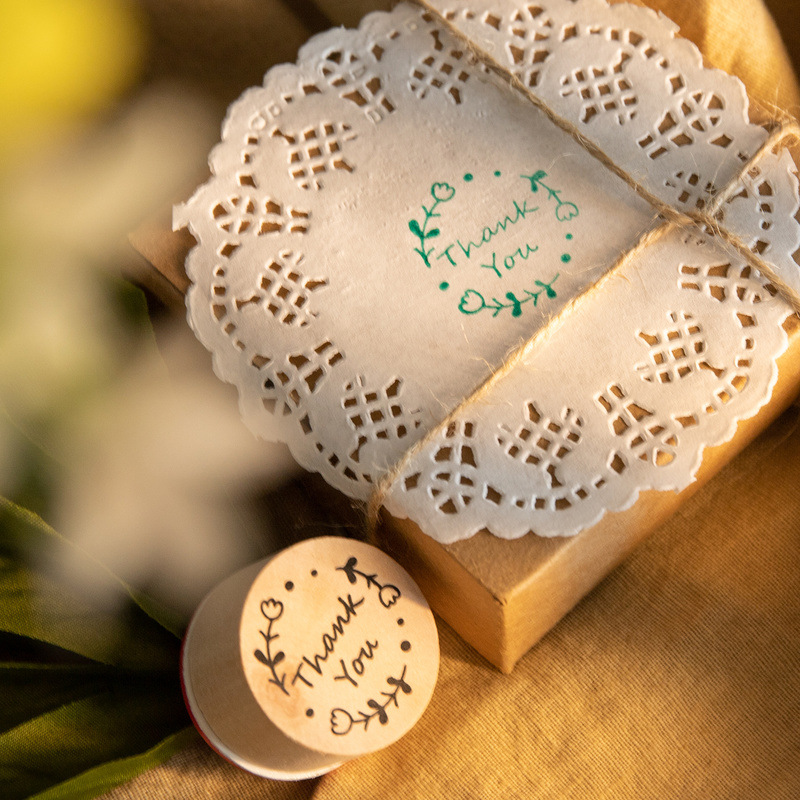 ❤️6pcs Thank You Wood Rubber Stamps
