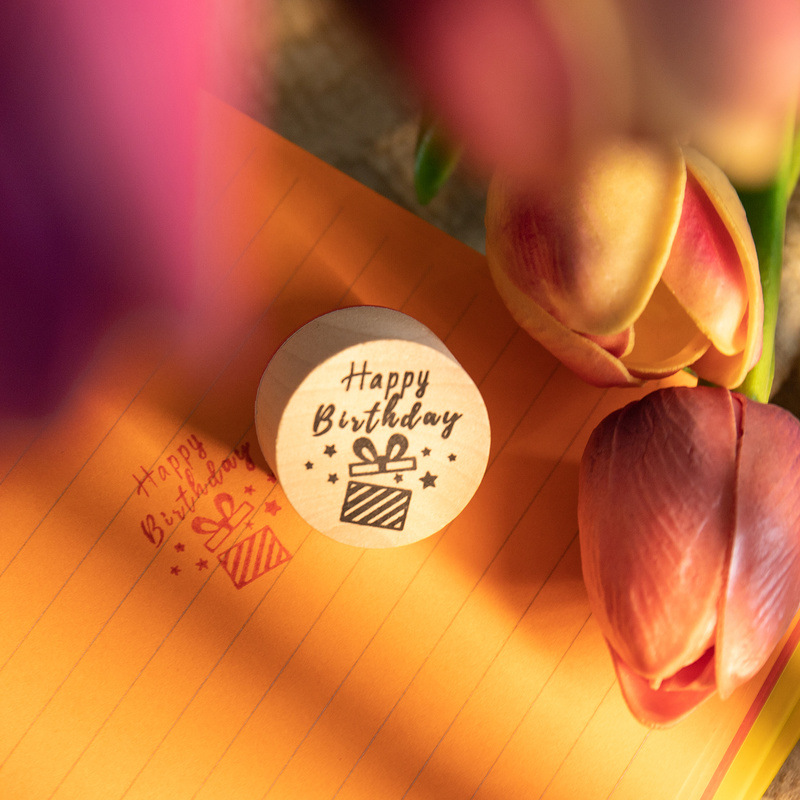 ❤️6pcs Thank You Wood Rubber Stamps
