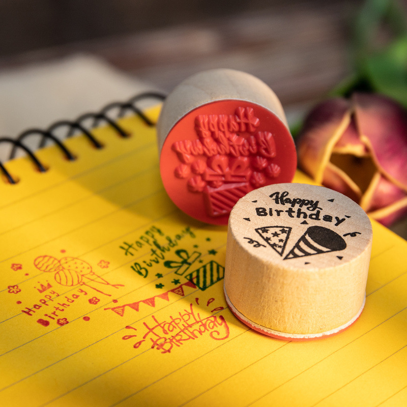 ❤️6pcs Thank You Wood Rubber Stamps