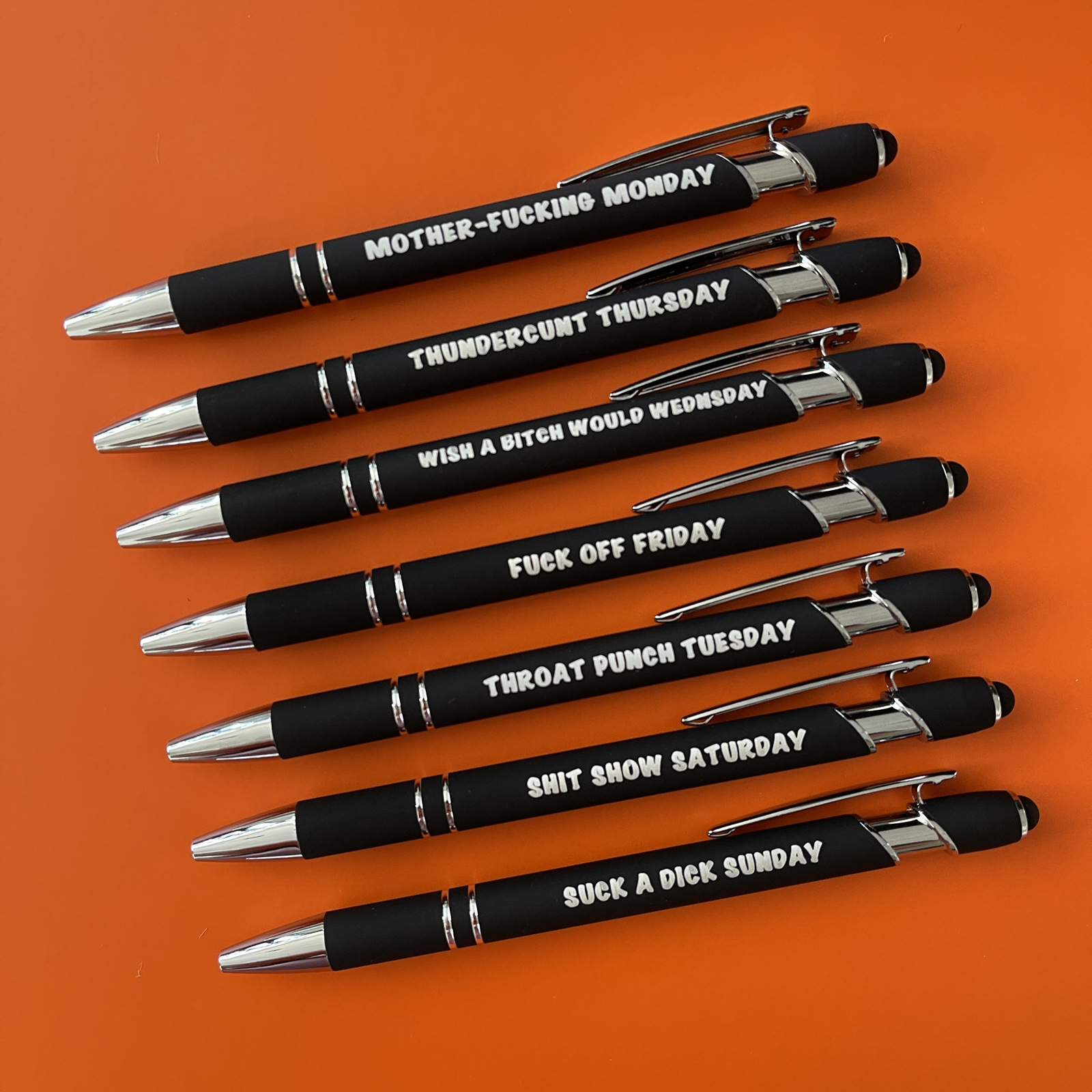 Ultimate Funny Set of Weekday Vibes Print Mood Pen（1 Set of 7 Pcs）