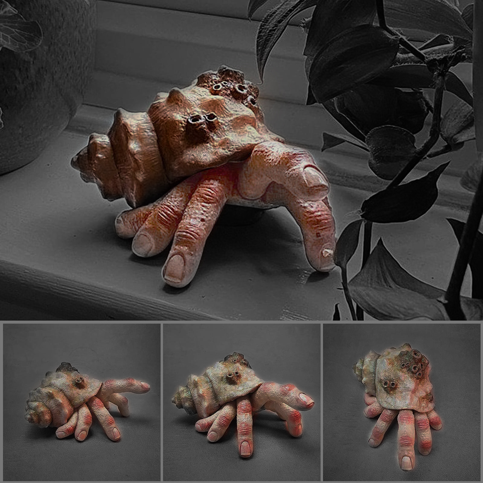 💀Unleash the Terror🖐️Finger Parasite Crab Resin Sculpture
