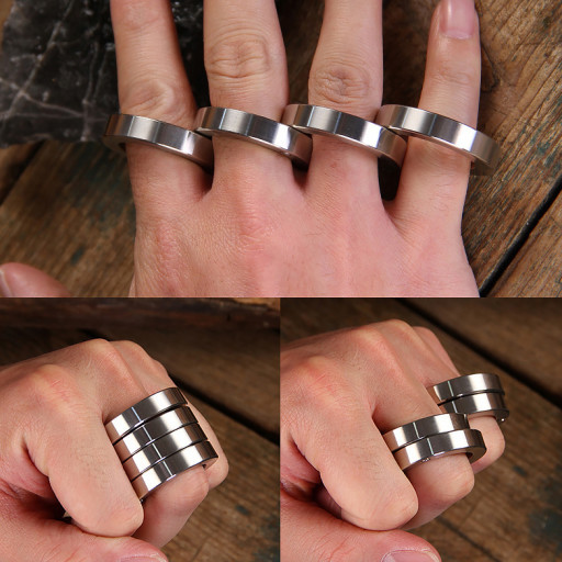 Transformable Full Stainless Steel Self Defense Brass Knuckles Ring