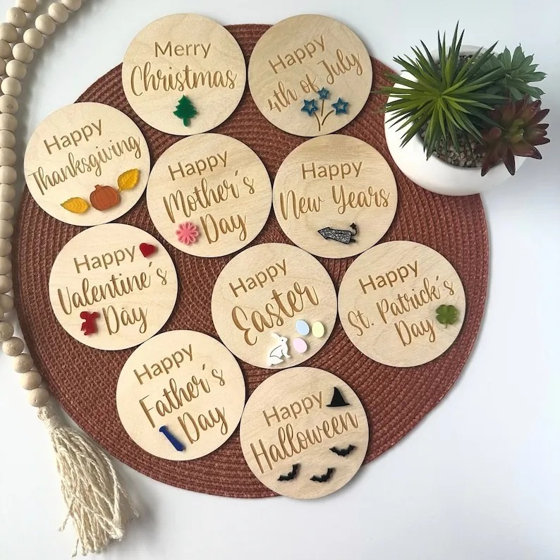 Wooden Baby Monthly Milestone Markers