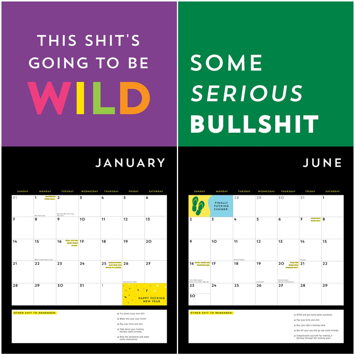 A F*cking 2024 Wall Calendar:Get Your Sh*t Together This Year - Includes Stickers!