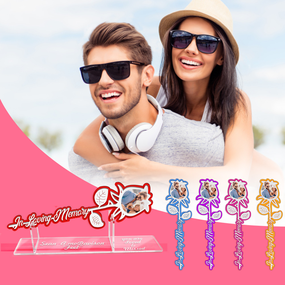 Personalized Rose Acrylic Ornament Custom Photo In Loving Memory Rose Sign